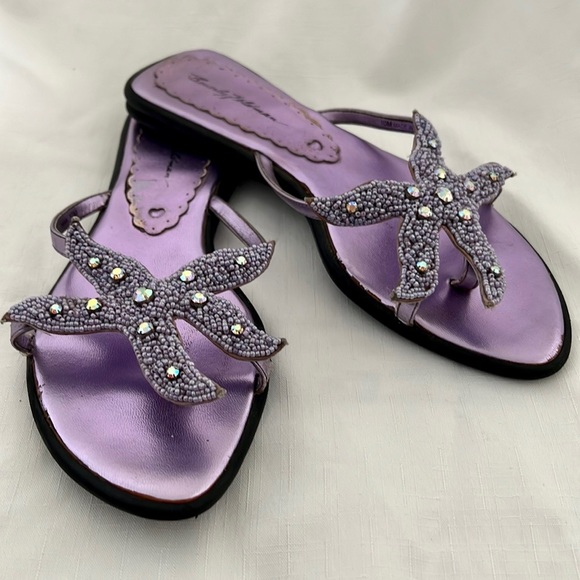 Beverly Feldman~Metallic Lavender Starfish Sandals - Picture 13 of 13